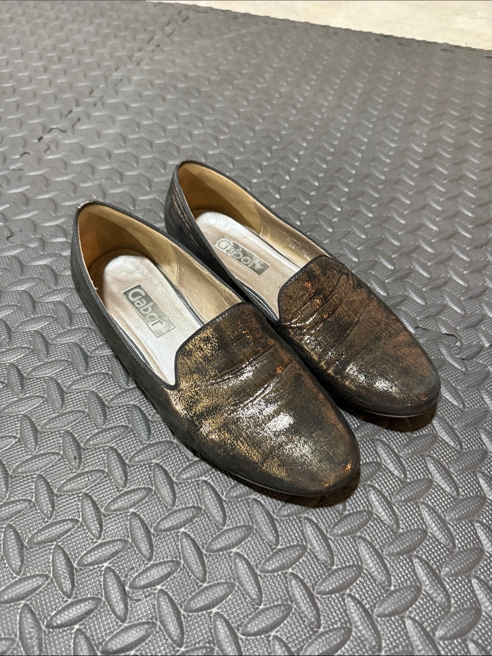 Gabor Metallic Bronze Womens Slip-On Loafers size 8